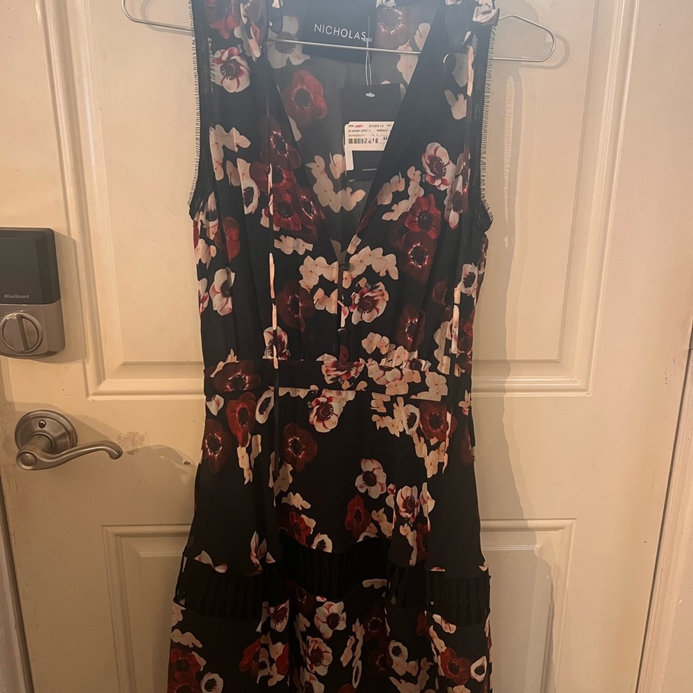 Nicholas Bordeaux floral dress size 2 - Picture 6 of 7